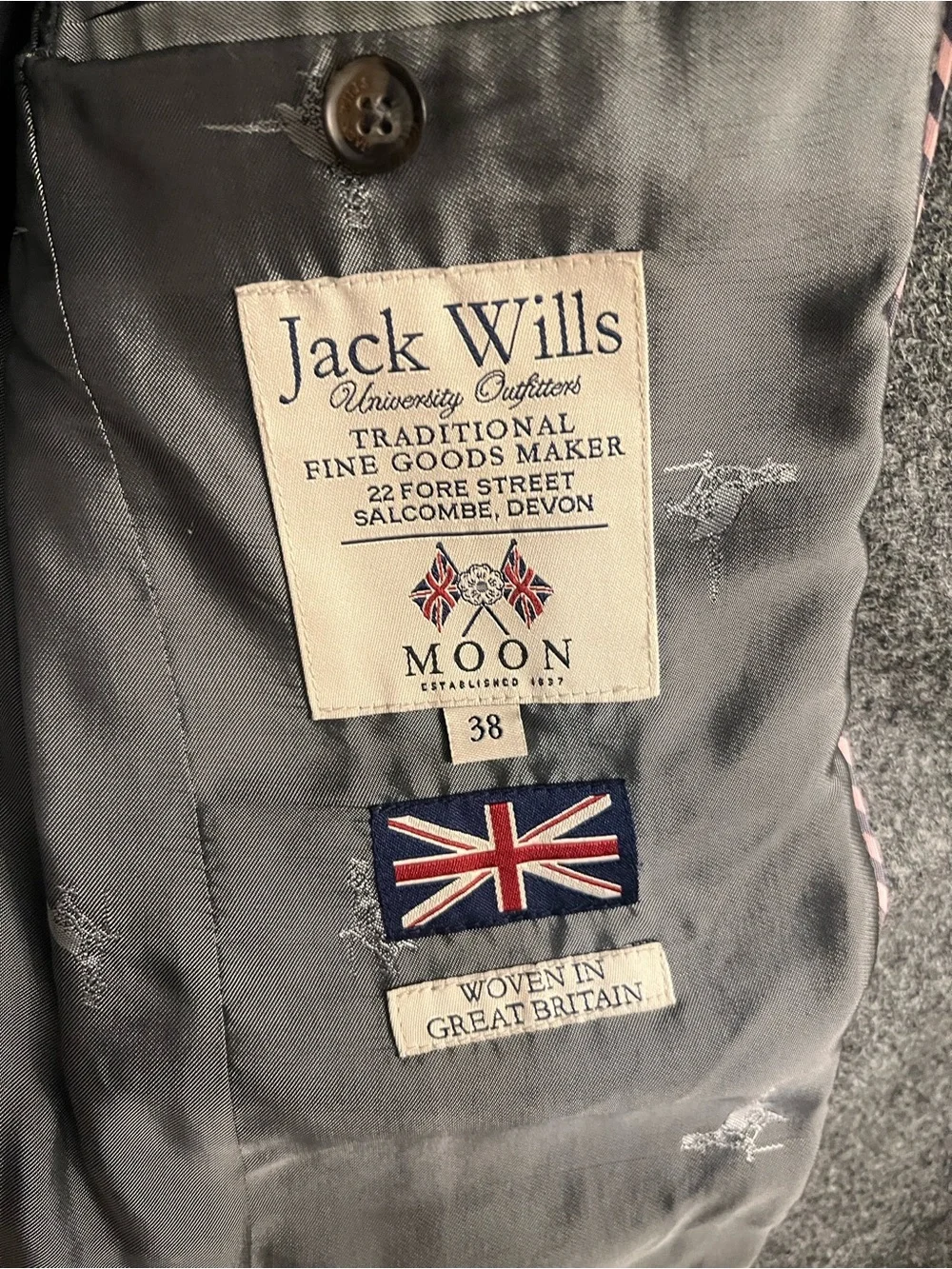 Jack Wills Gray Tweed‎ Notch Lapel Blazer